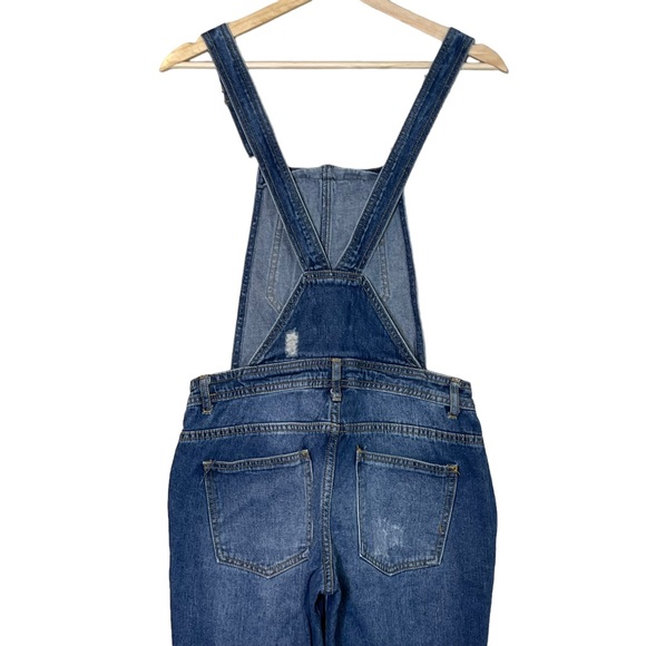 Forever 21 Womens Distressed Denim Bib Overalls Size 26 Torn Ripped Medium Wash - Picture 4 of 9